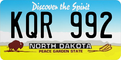 ND license plate KQR992