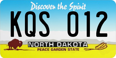 ND license plate KQS012
