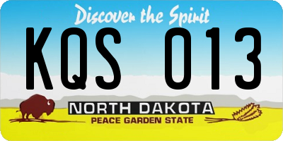 ND license plate KQS013