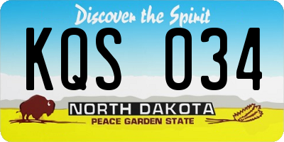 ND license plate KQS034