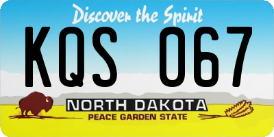 ND license plate KQS067