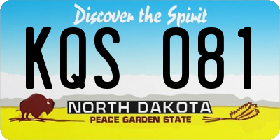 ND license plate KQS081