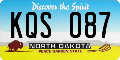 ND license plate KQS087