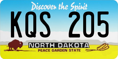 ND license plate KQS205