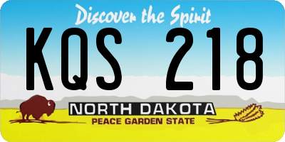 ND license plate KQS218