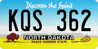 ND license plate KQS362