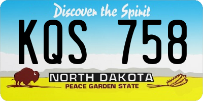 ND license plate KQS758