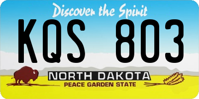 ND license plate KQS803