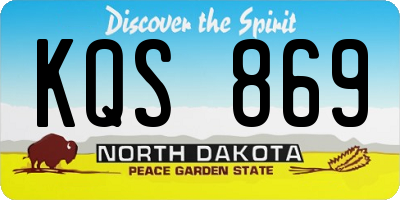 ND license plate KQS869