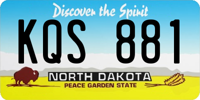 ND license plate KQS881
