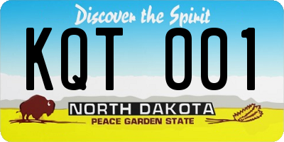 ND license plate KQT001