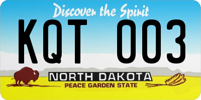 ND license plate KQT003