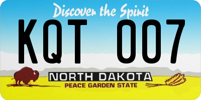 ND license plate KQT007