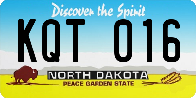 ND license plate KQT016