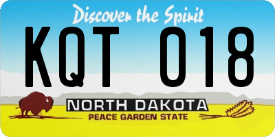 ND license plate KQT018