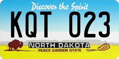 ND license plate KQT023