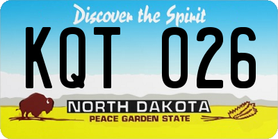 ND license plate KQT026