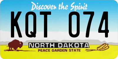 ND license plate KQT074