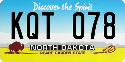 ND license plate KQT078