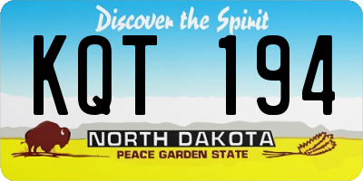 ND license plate KQT194
