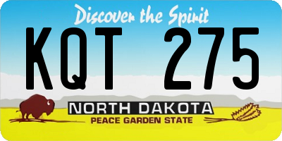 ND license plate KQT275