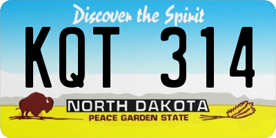 ND license plate KQT314