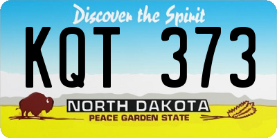 ND license plate KQT373