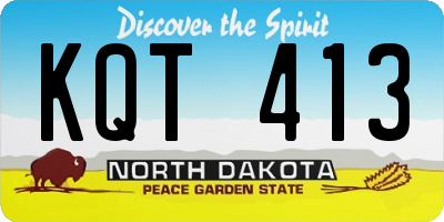 ND license plate KQT413
