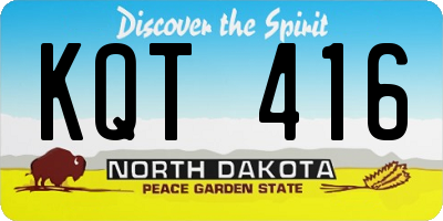 ND license plate KQT416