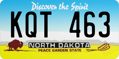 ND license plate KQT463