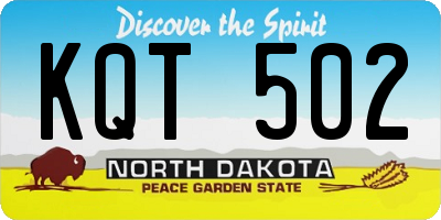 ND license plate KQT502