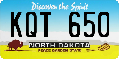 ND license plate KQT650
