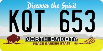 ND license plate KQT653