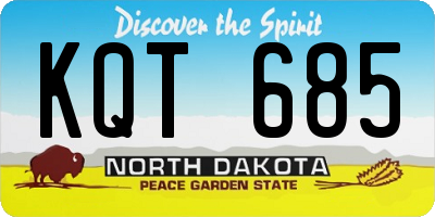 ND license plate KQT685