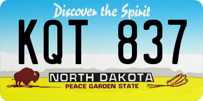 ND license plate KQT837