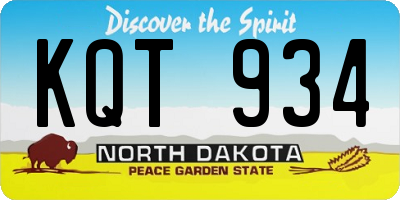 ND license plate KQT934