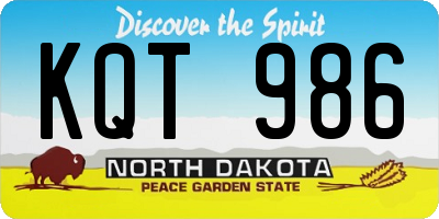 ND license plate KQT986