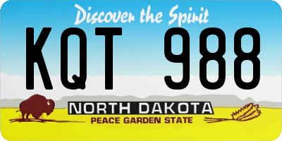 ND license plate KQT988