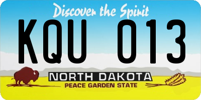 ND license plate KQU013