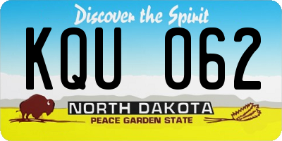 ND license plate KQU062