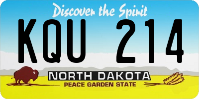 ND license plate KQU214