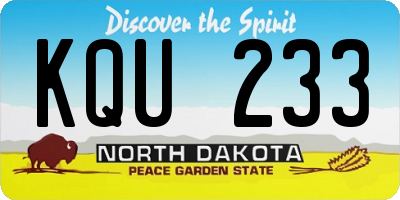 ND license plate KQU233