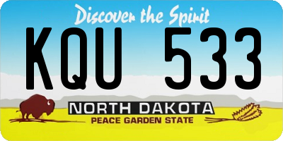 ND license plate KQU533