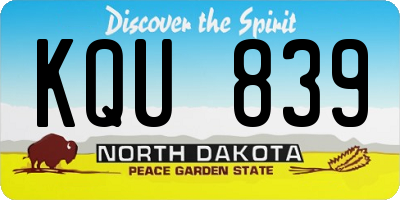 ND license plate KQU839