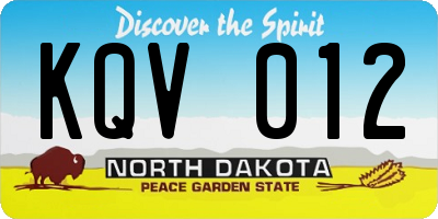 ND license plate KQV012