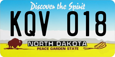 ND license plate KQV018