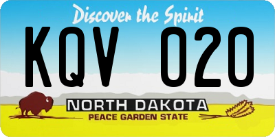 ND license plate KQV020