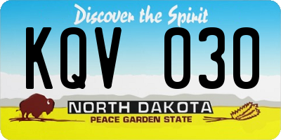 ND license plate KQV030