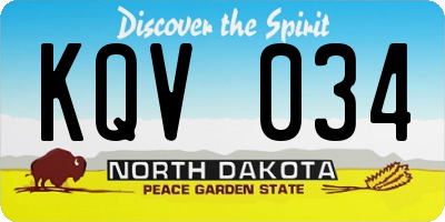 ND license plate KQV034