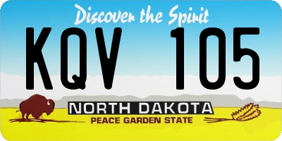 ND license plate KQV105